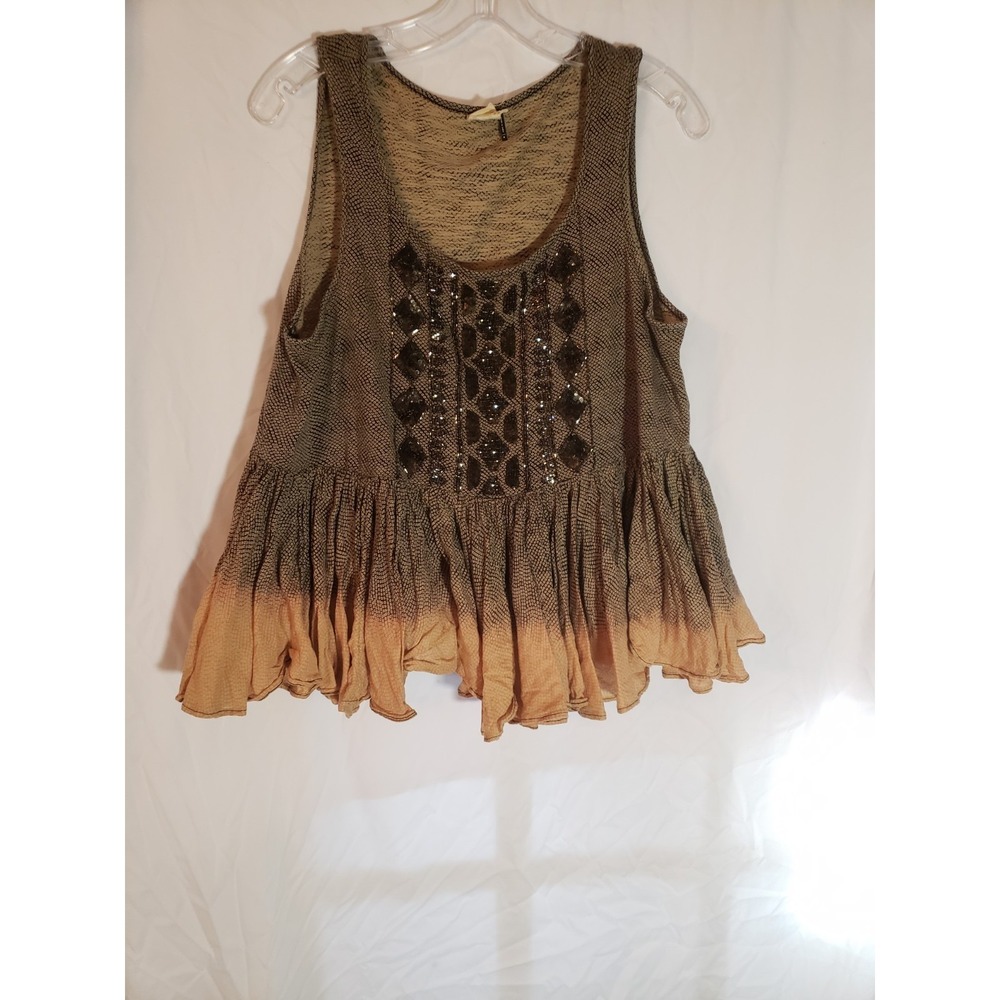Women's Akemi Kin Sleeveless Sequined Ruffled Blouse Size S